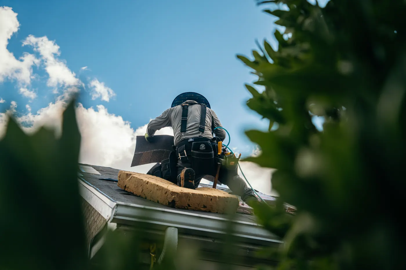 Emergency tarping on a Sheridan roof